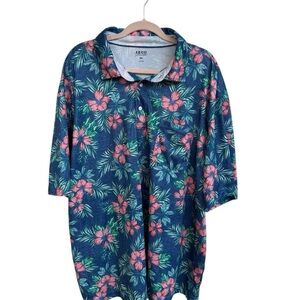 Izod Saltwater Performance Polo Shirt Hawaiian Tropical  Size 3XLT EUC